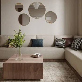 salon marocain avec tables en bois minces