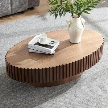 table basse en bois massif et placage bois